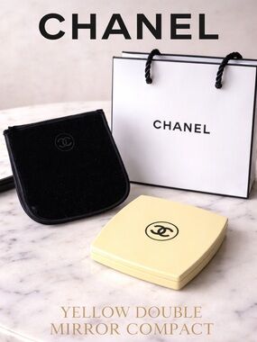 CHANEL Double Mirror Compact Ovni Yellow Limited Edition w/ Box and Pouch NEW